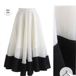 SWING IN THE BREEZE ORGANZA MIDI SKIRT